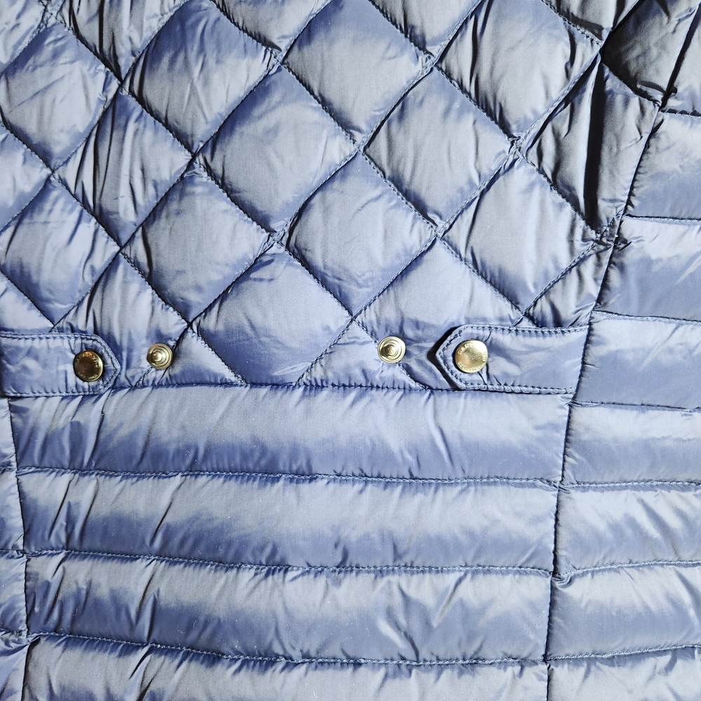 Lands End Elegant Blue Quilted Down  Puffer Jacket Small Winter - Picture 6 of 13